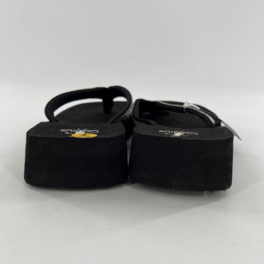 7 wedge heel embelished flip-flops