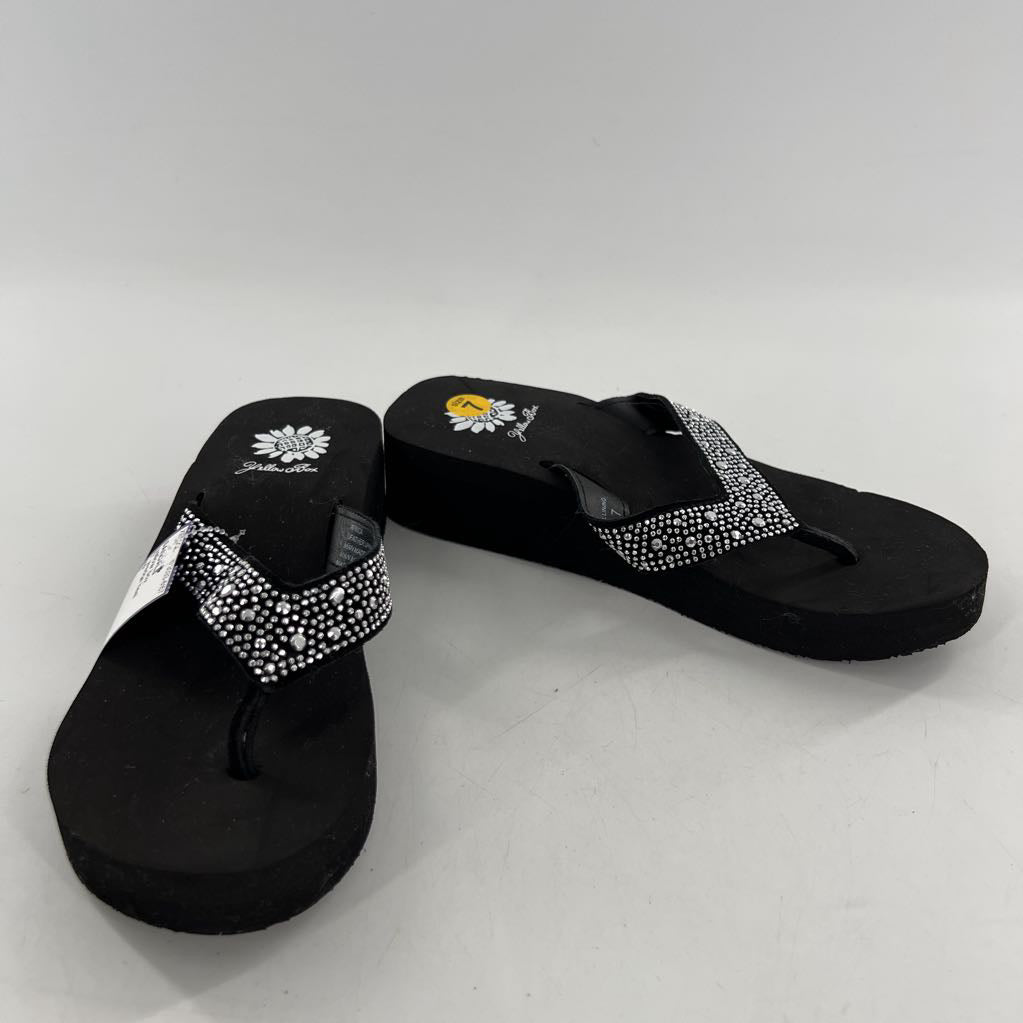 7 wedge heel embelished flip-flops
