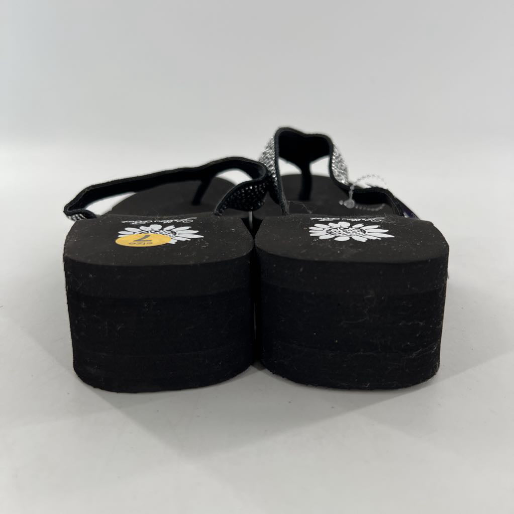 7 wedge heel embelished flip-flops