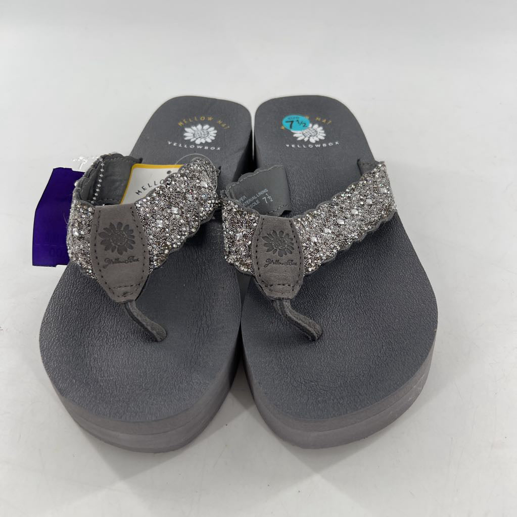 7.5 wedge heel embelished flip-flops