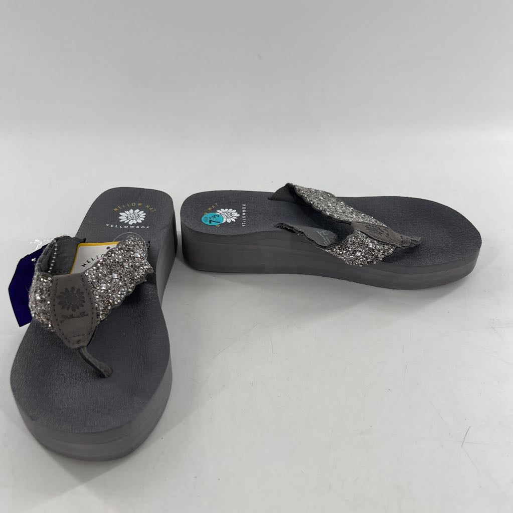 7.5 wedge heel embelished flip-flops