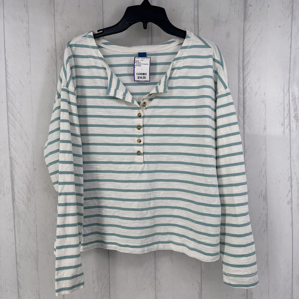 L striped 1/2 button top