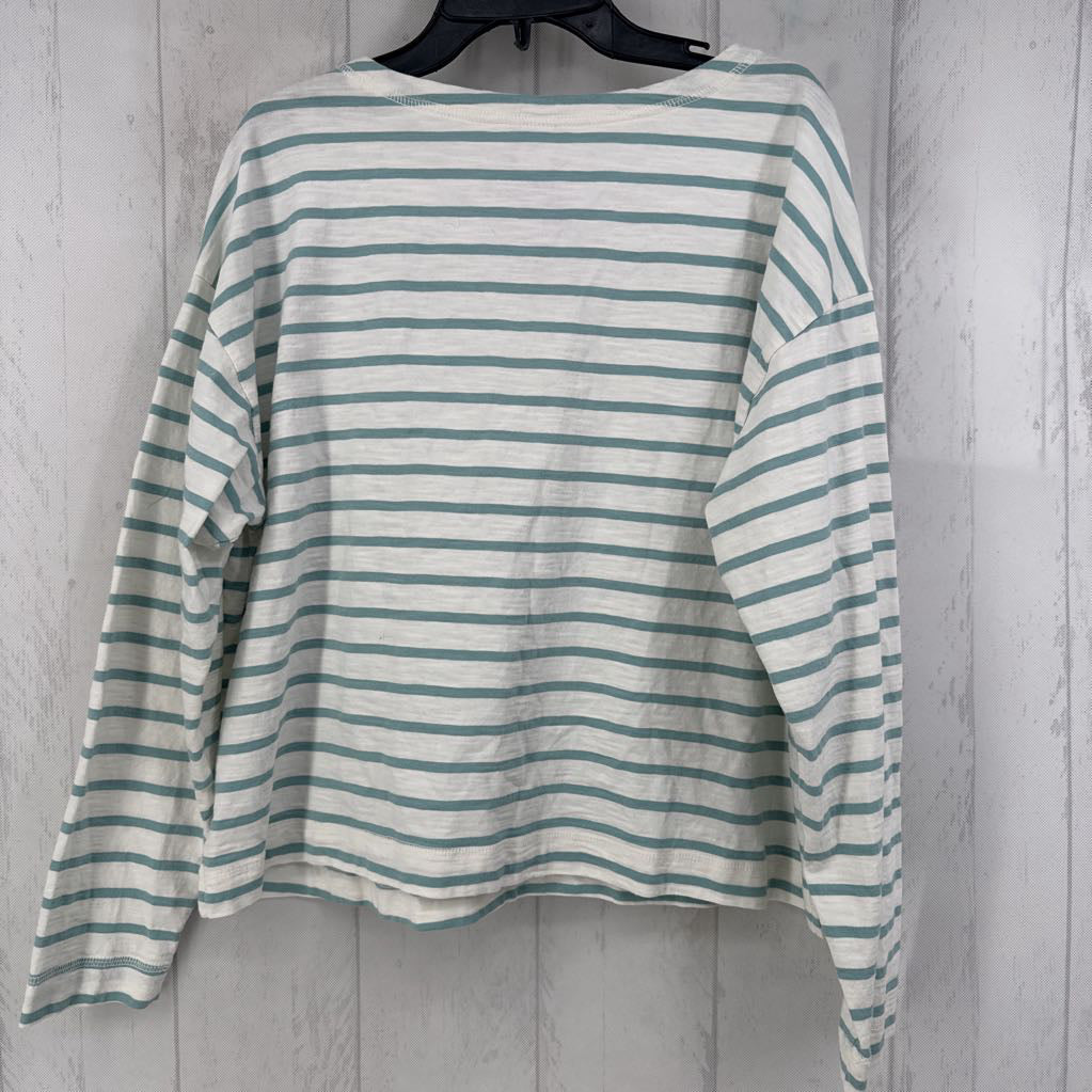 L striped 1/2 button top