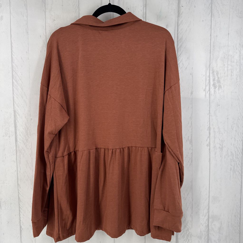 2XL button down peplum l/s top