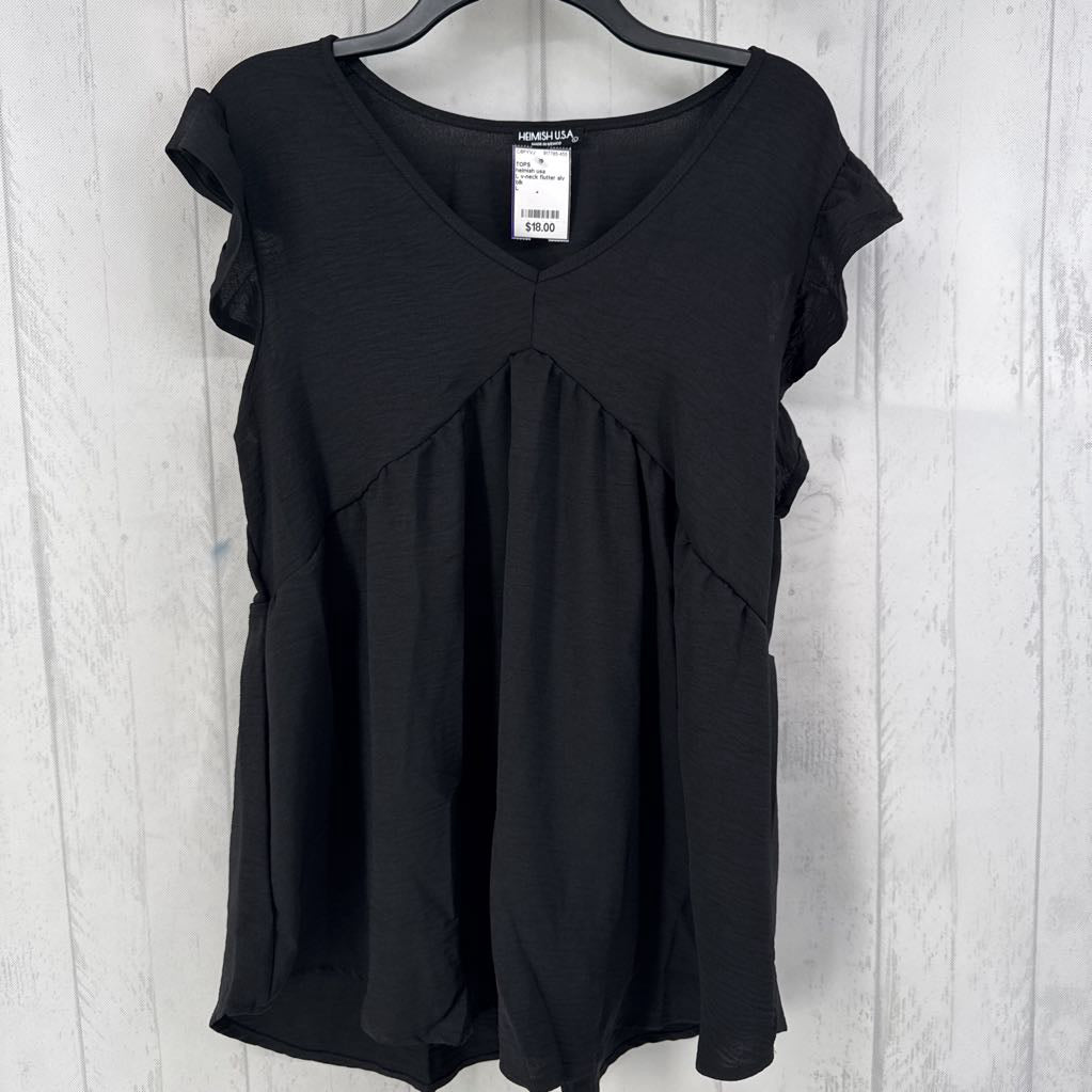 L v-neck flutter slv babydoll top