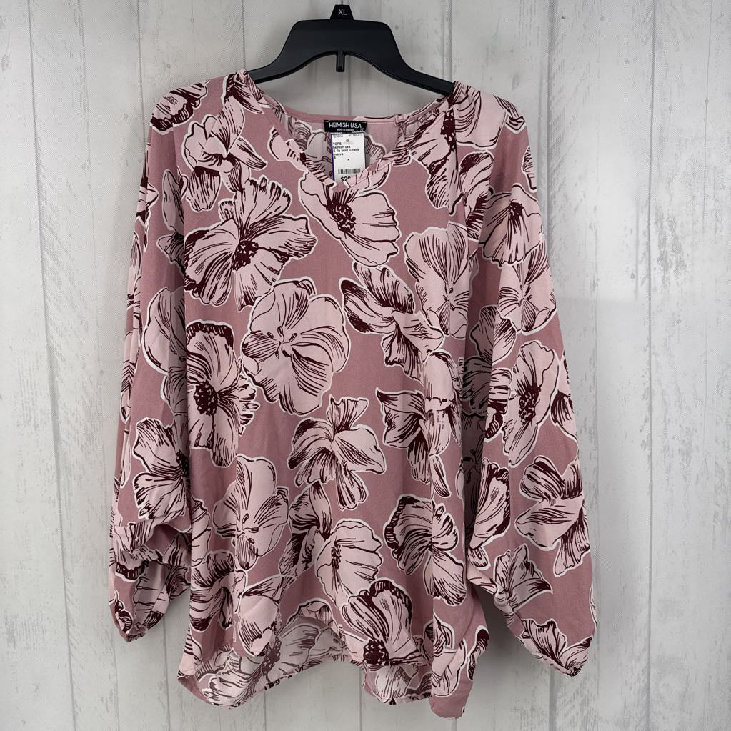S flo print v-neck dolman slv top