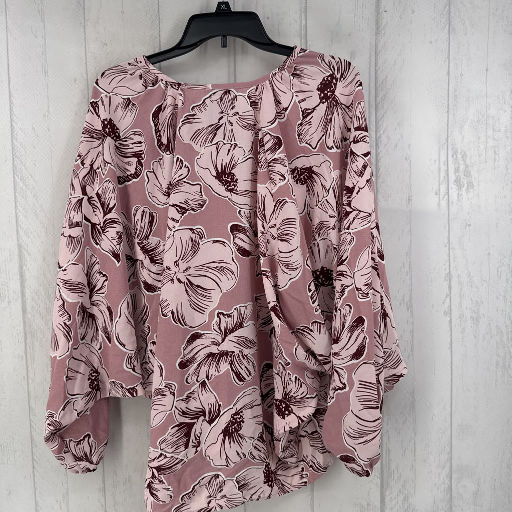 S flo print v-neck dolman slv top