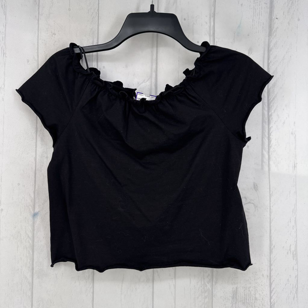 M gathered neckline s/s crop top