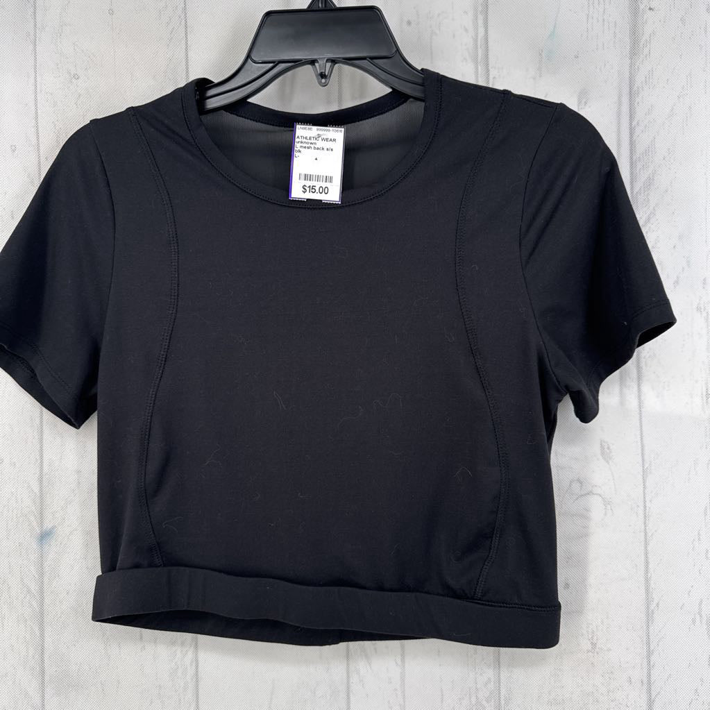 L mesh back s/s crop top