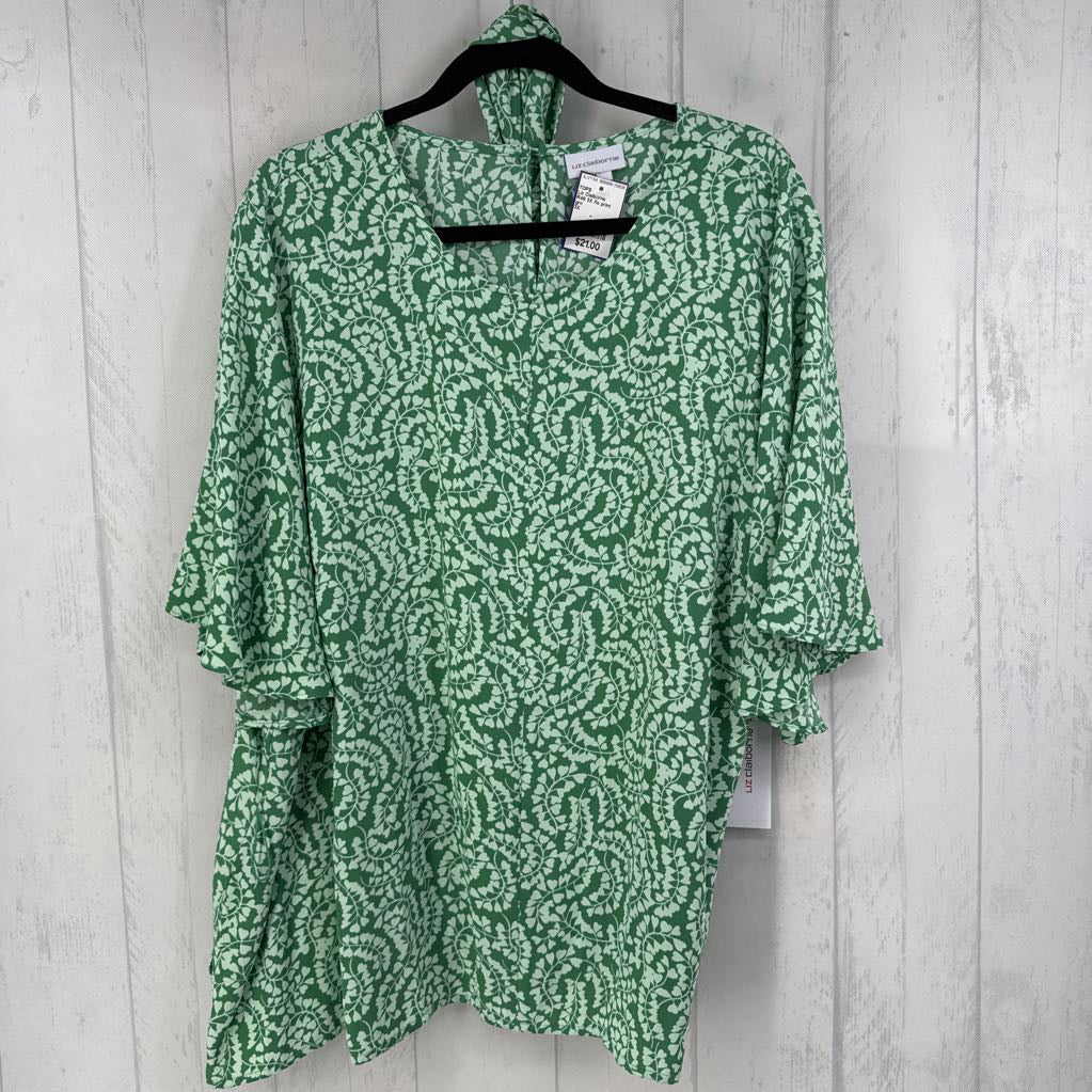 R46 3X flo print flutter slv belted top
