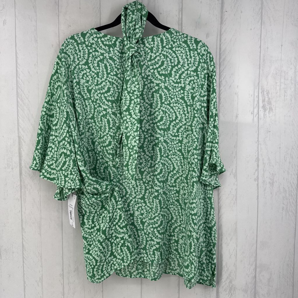 R46 3X flo print flutter slv belted top