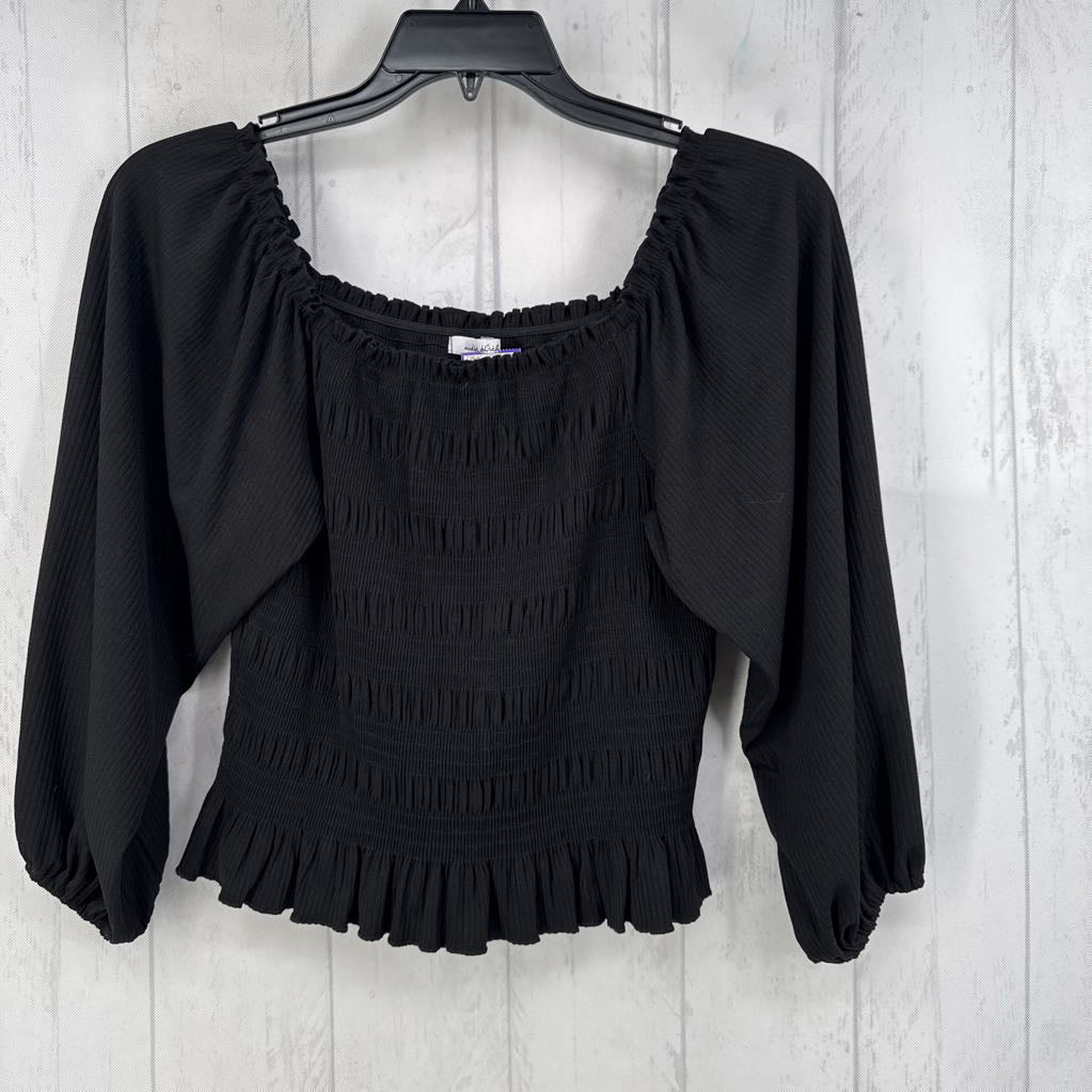M smocked 3/4 slv top