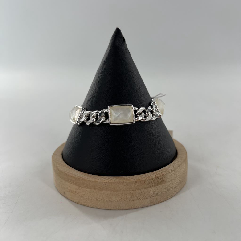 silver plated mother of pearl bracelet