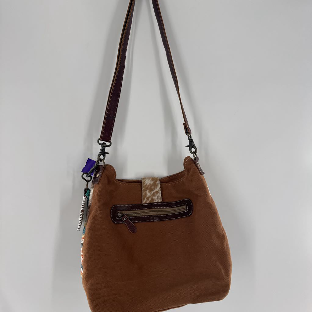 bohemian style embossed/woven shoulder bag