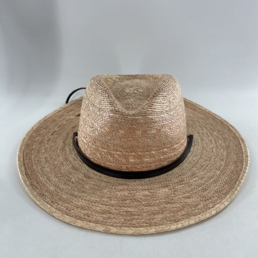 straw hat w/ leather ribbon