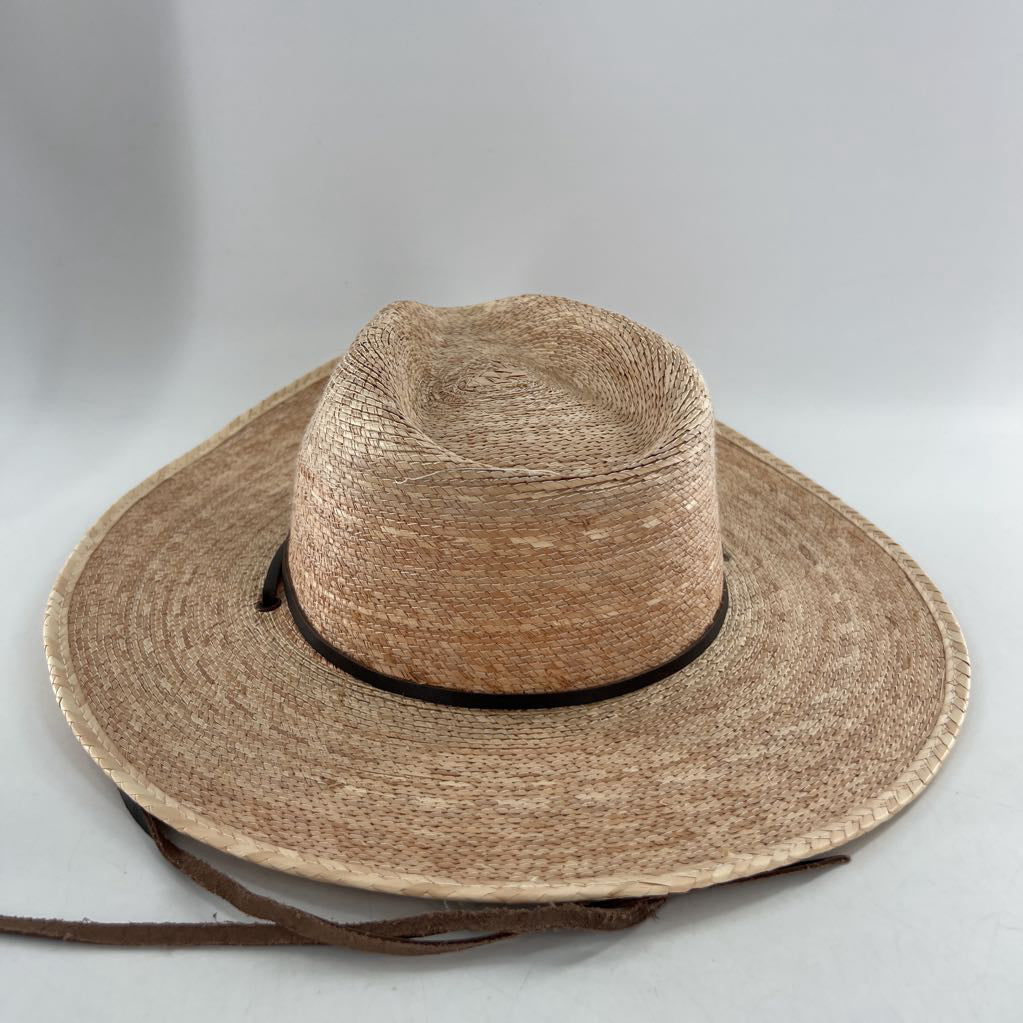 straw hat w/ leather ribbon