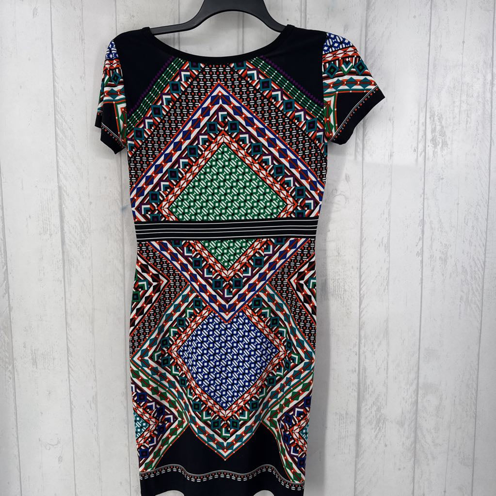 6 s/s print dress