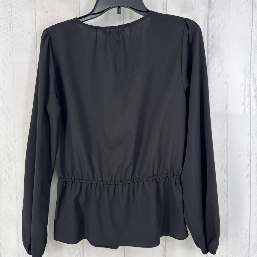 M l/s silky button peplum top