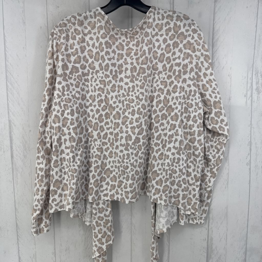 XL animal print tie front cardigan