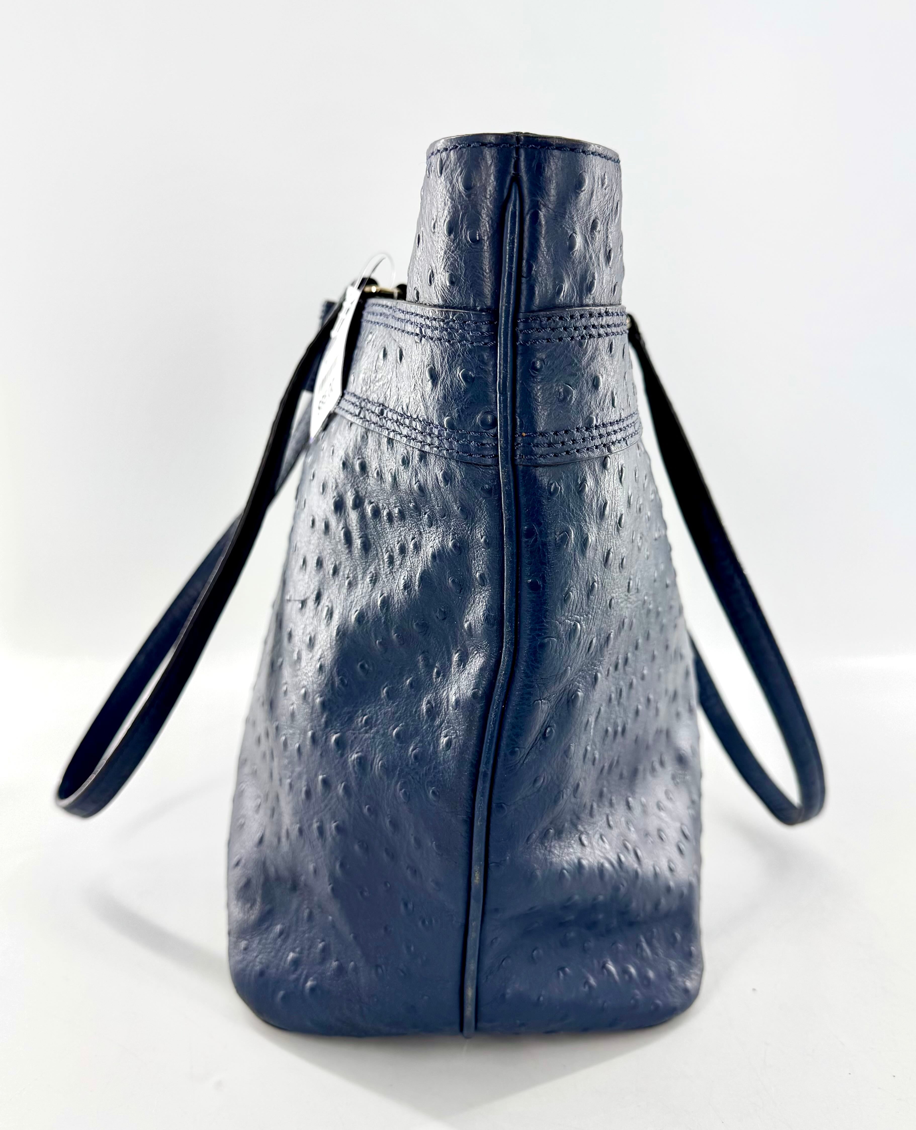 ostrich bow zip top tote