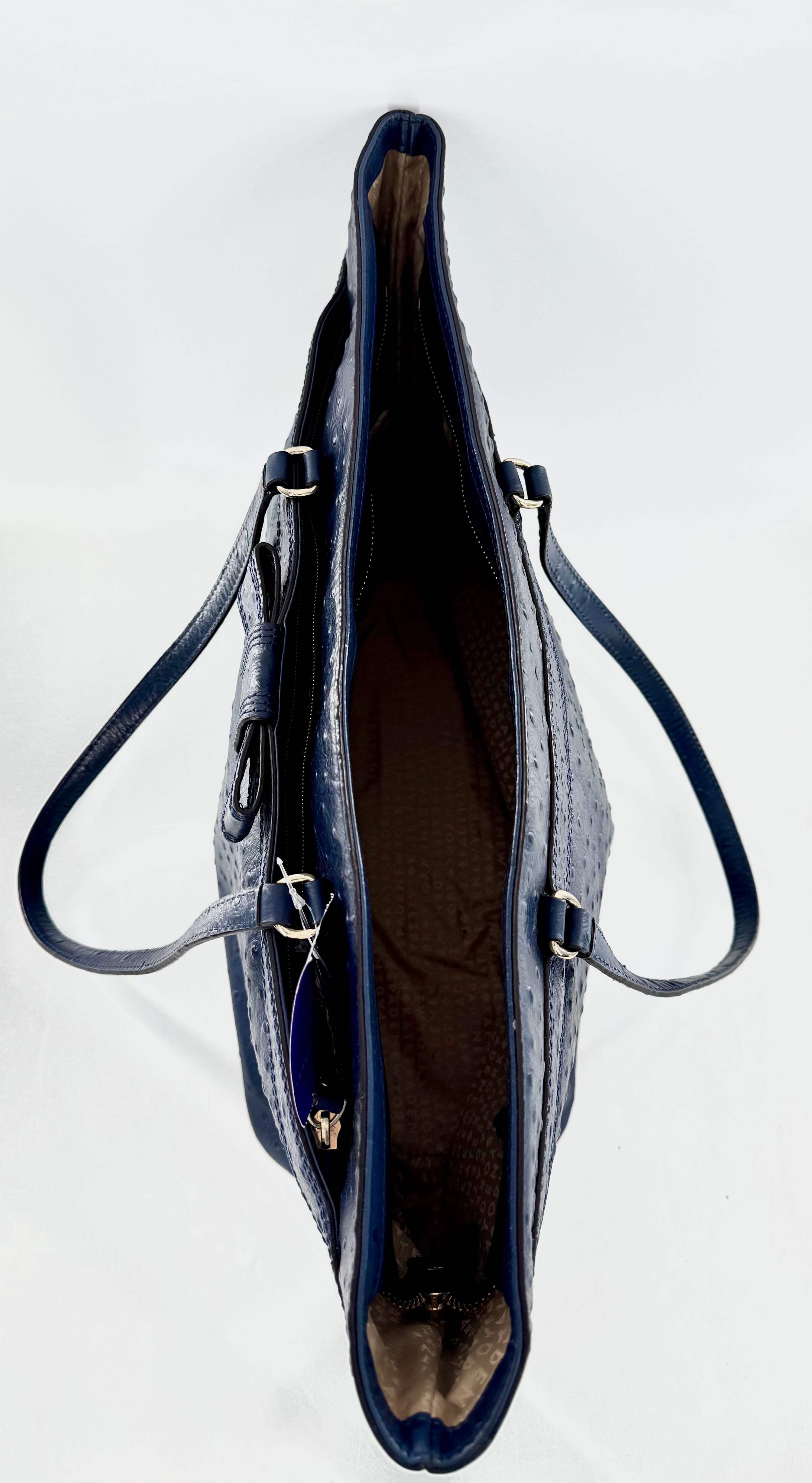 ostrich bow zip top tote