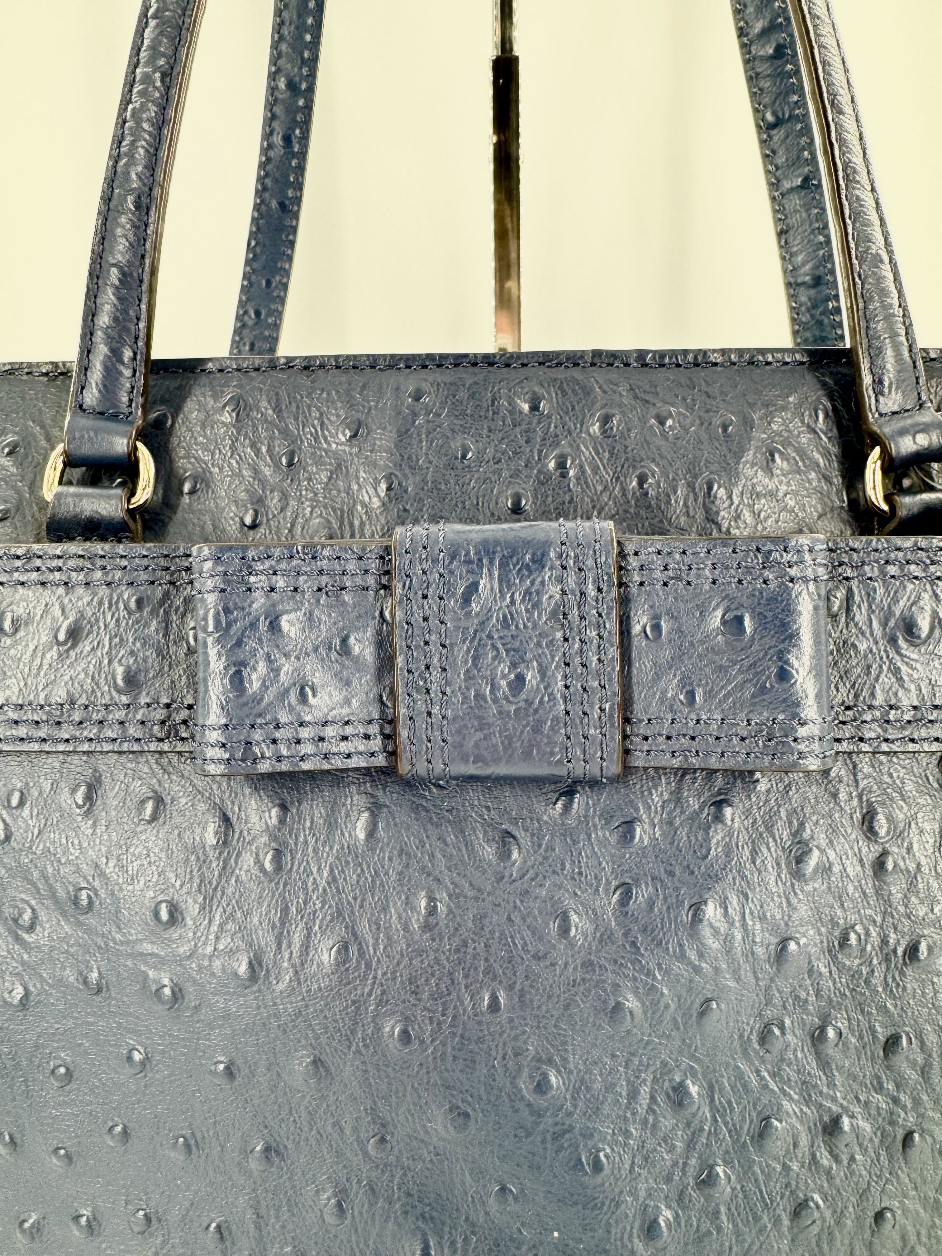 ostrich bow zip top tote