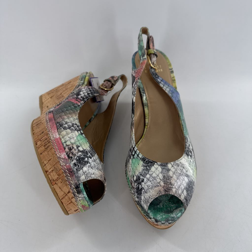 9.5 multicolor python print wedge heel sandal