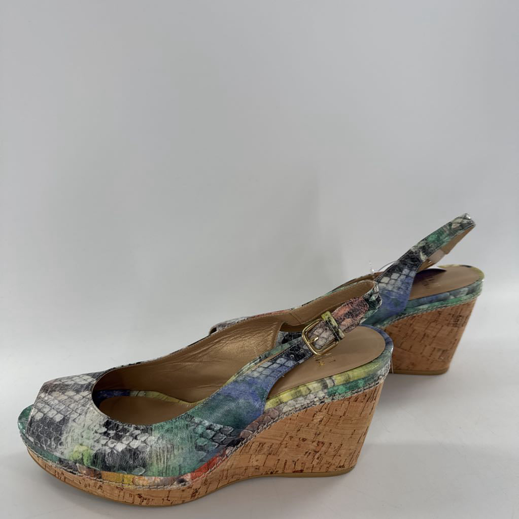 9.5 multicolor python print wedge heel sandal