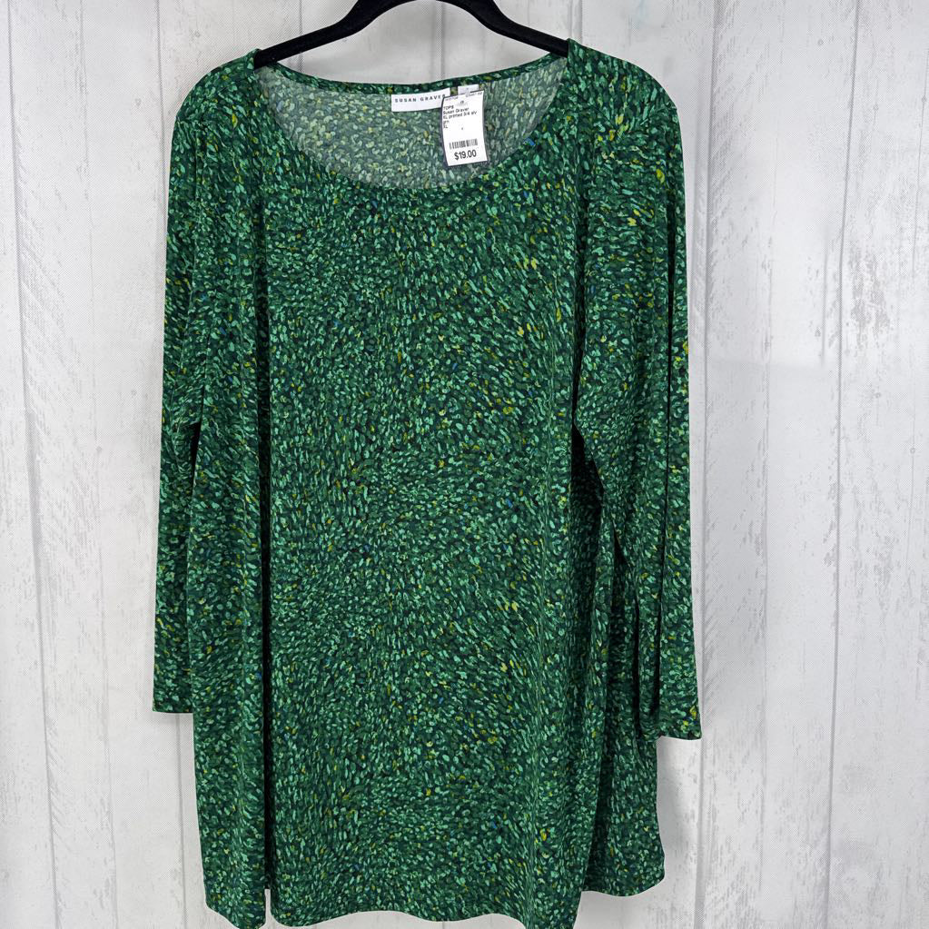 XL printed 3/4 slv top