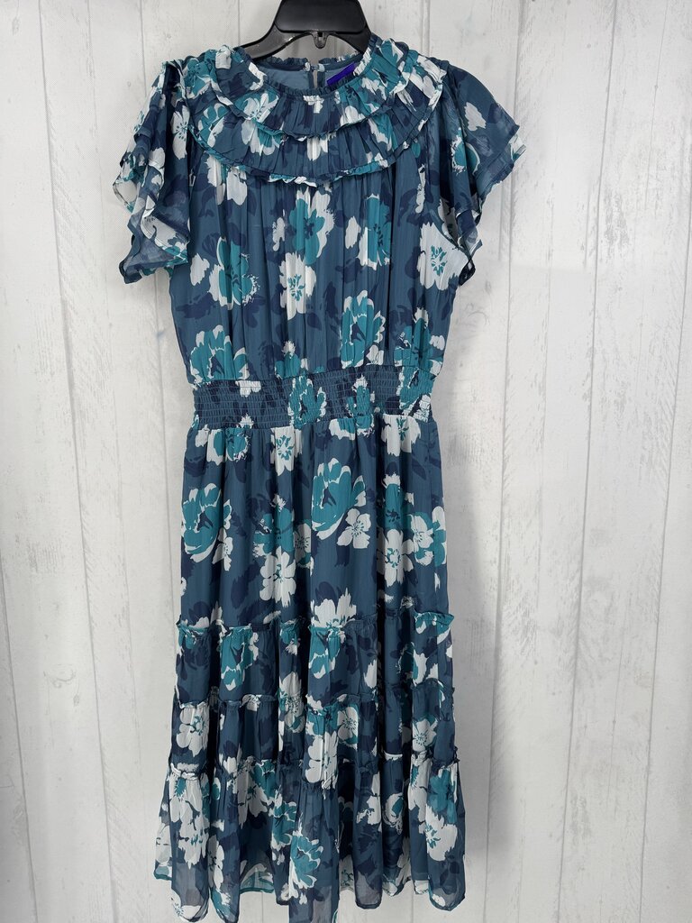 S flo print flutter slv dress