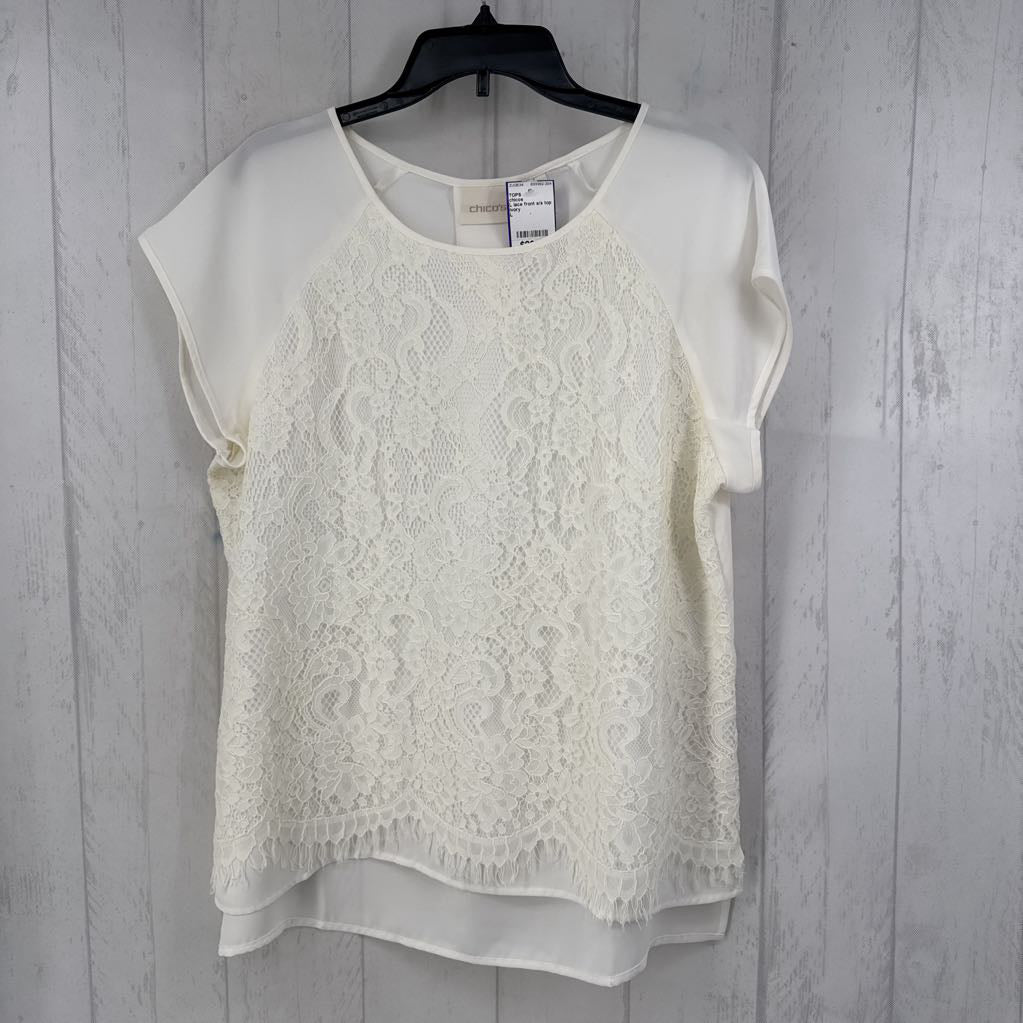L lace front s/s top