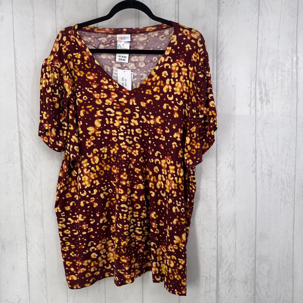 2XL animal print v-neck s/s tee