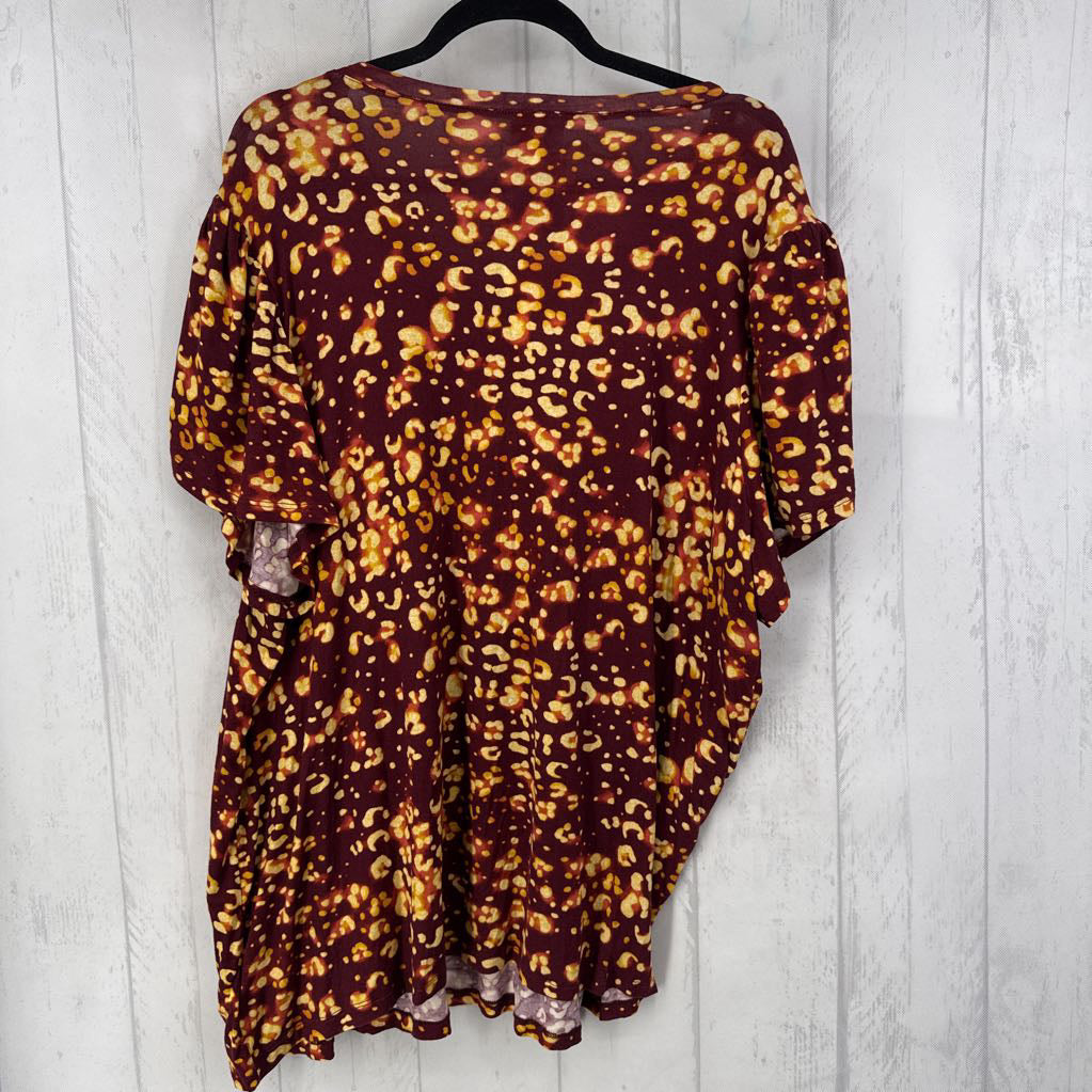 2XL animal print v-neck s/s tee