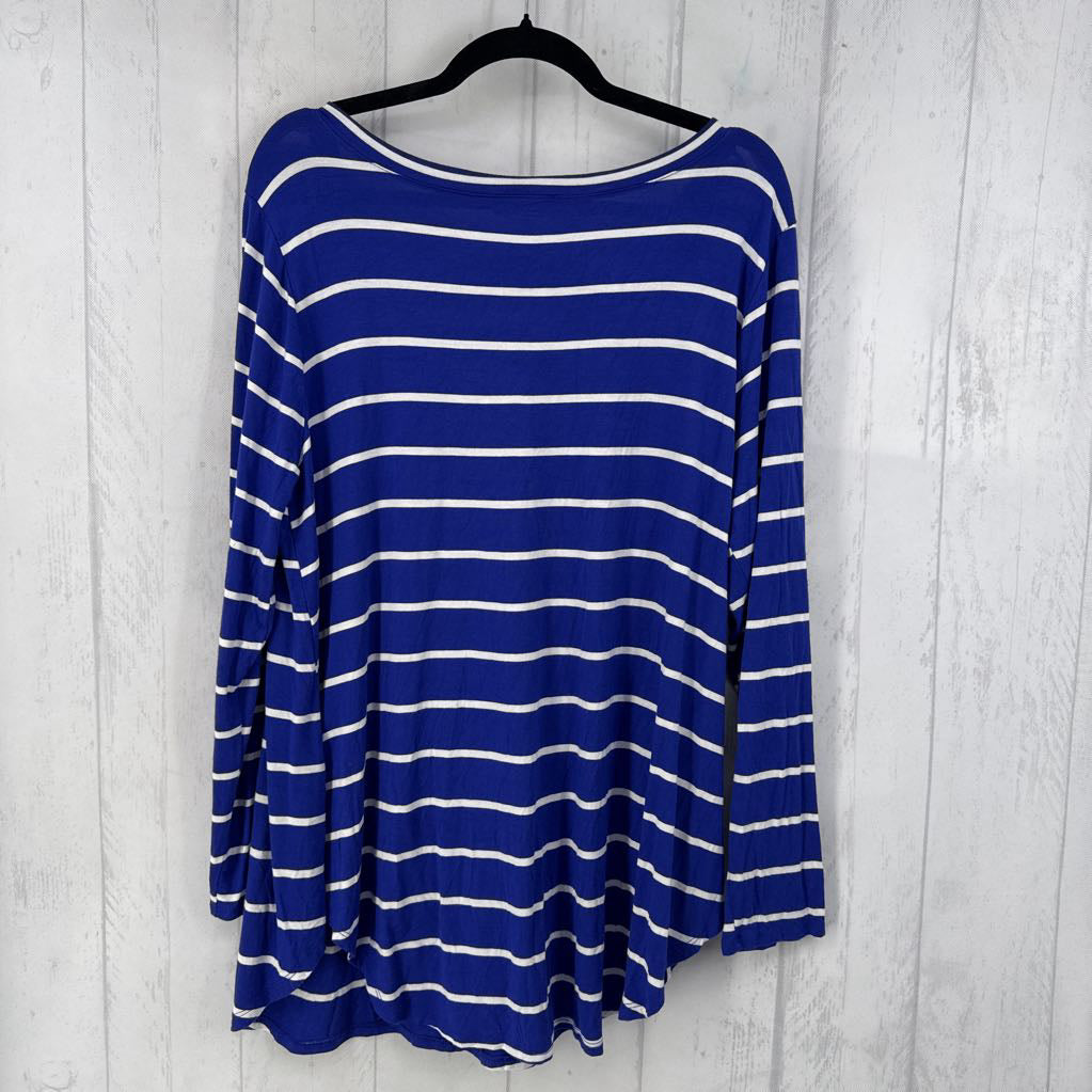 1X striped v-neck l/s tee