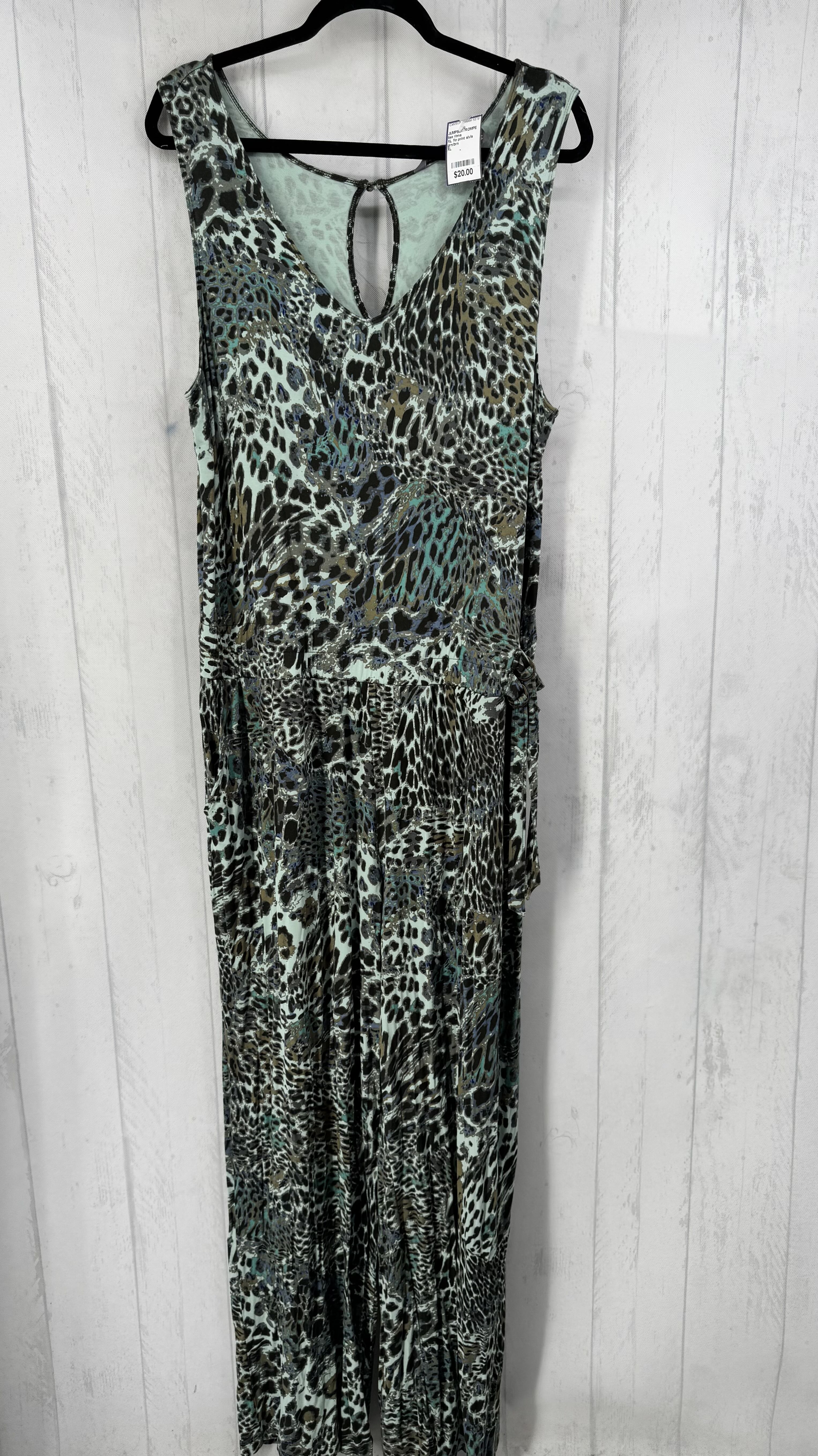 XL flo print slvls jumpsuit
