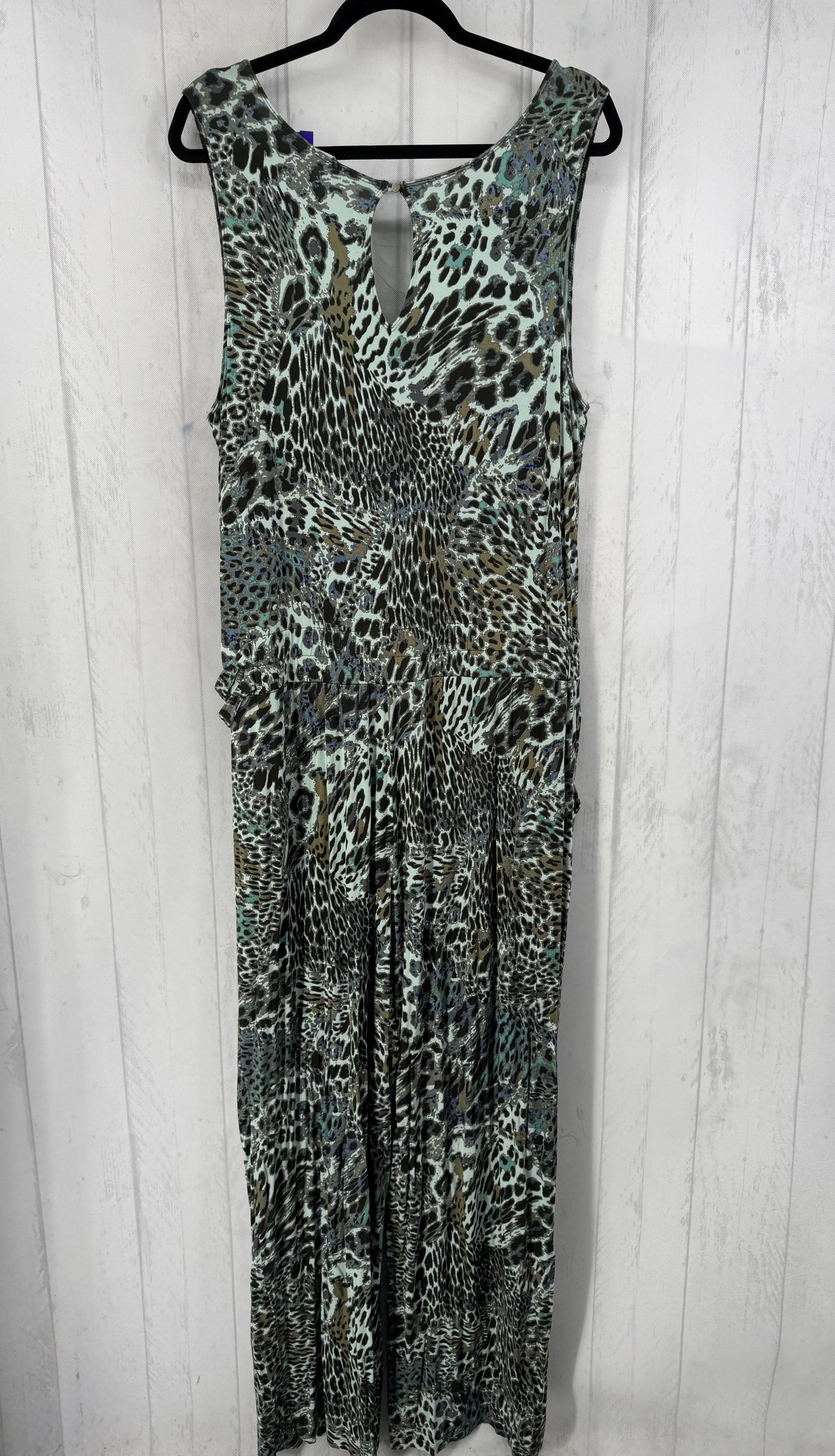 XL flo print slvls jumpsuit