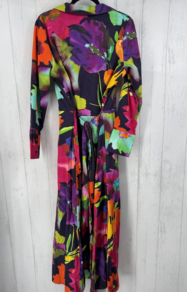 16 flo print l/s wrap dress