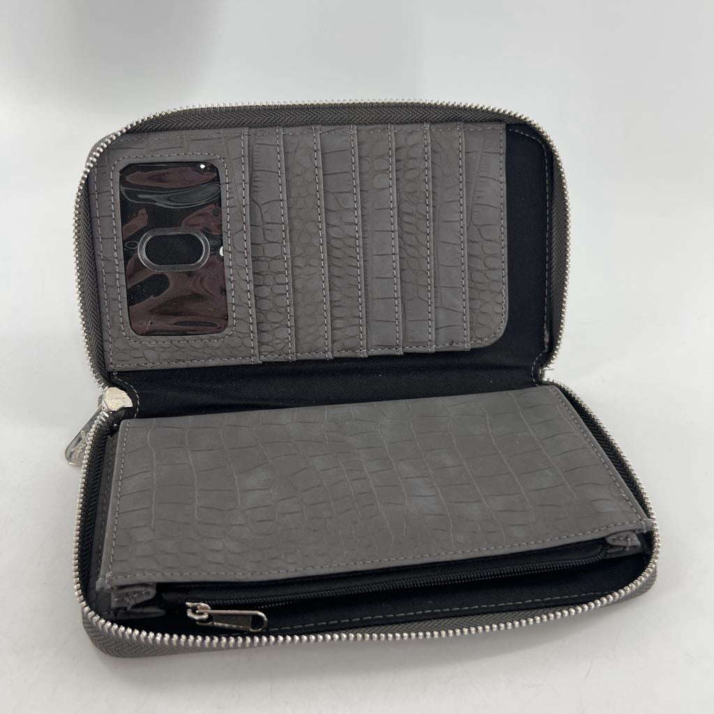 embossed zip-around wallet