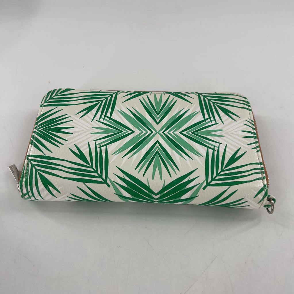 leaf print zip-around wallet