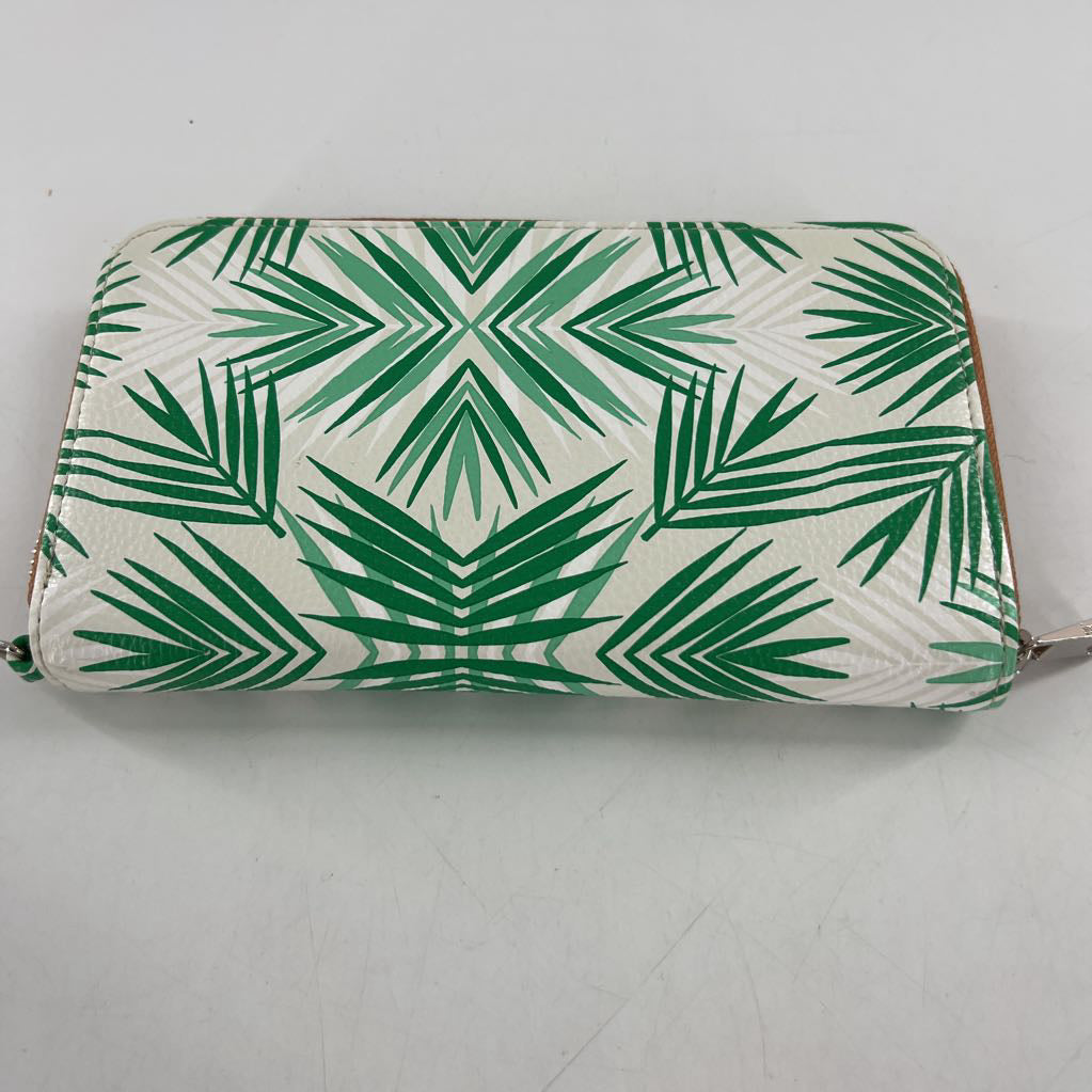 leaf print zip-around wallet