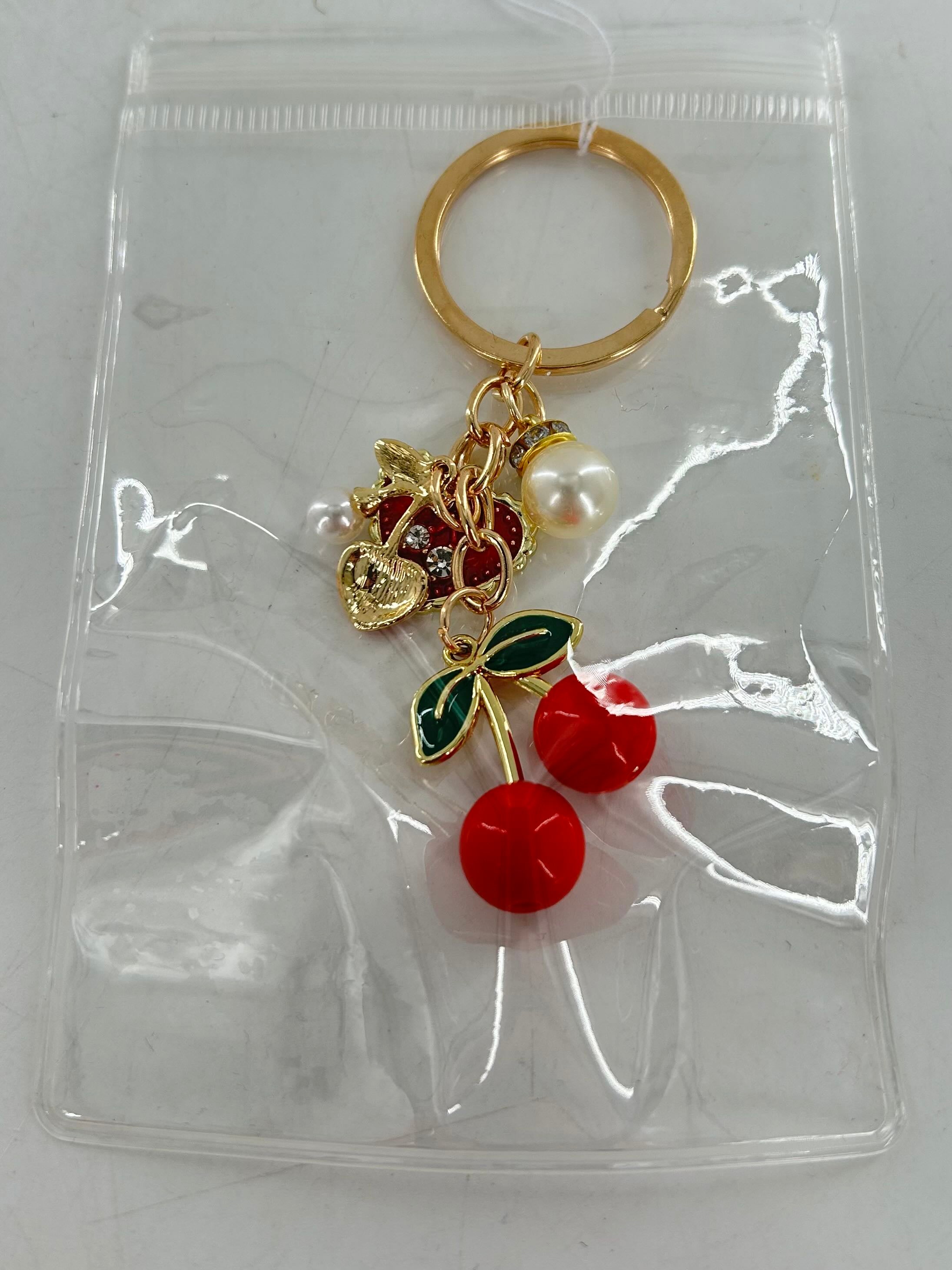 bag charm/keychain-red cherries