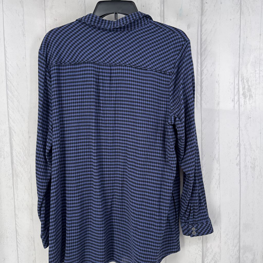 L plaid v-neck l/s top