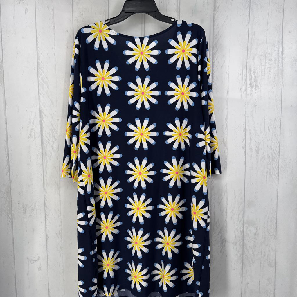 XL flo print silver hardware 3/4 slv dress