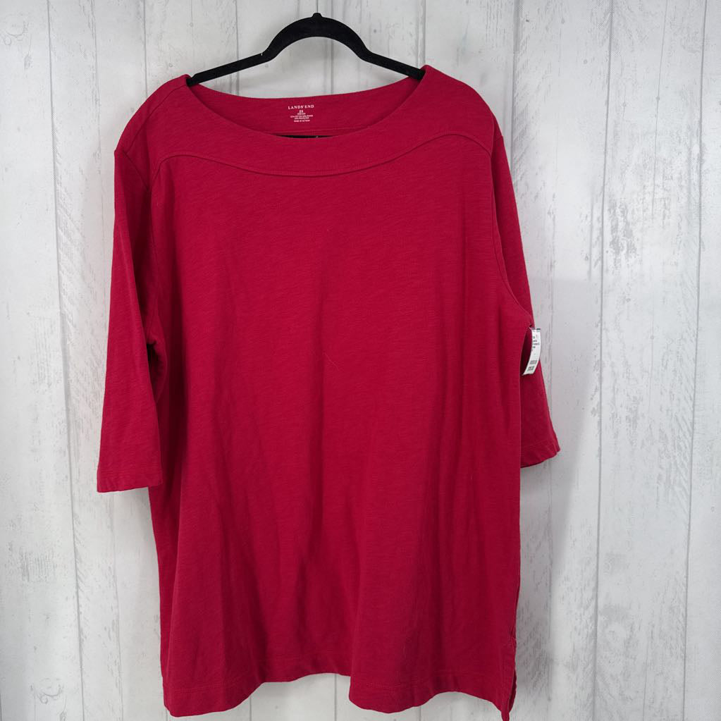 2X boatneck 3/4 slv top