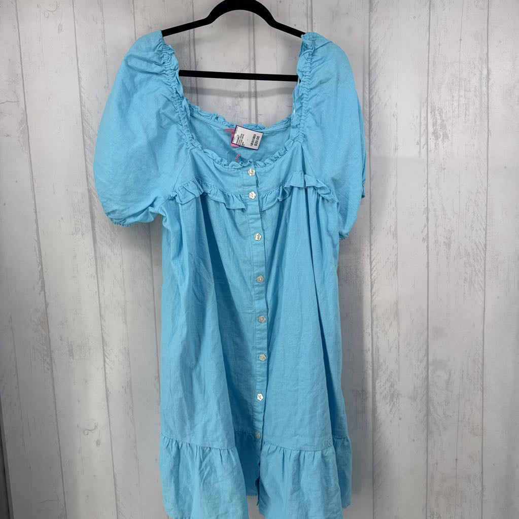 1X linen blend button down s/s dress