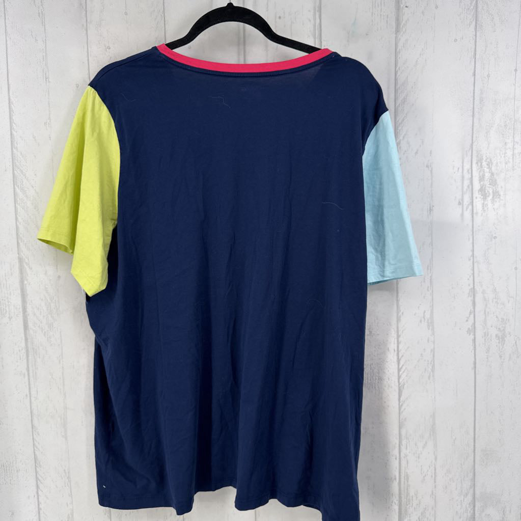 2X colorblock v-neck s/s tee