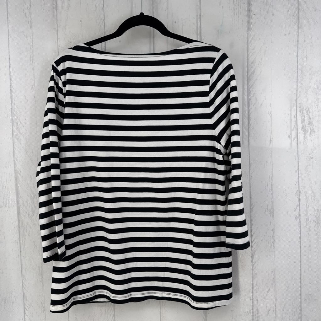 XXL striped sequin palm tree 3/4 slv top