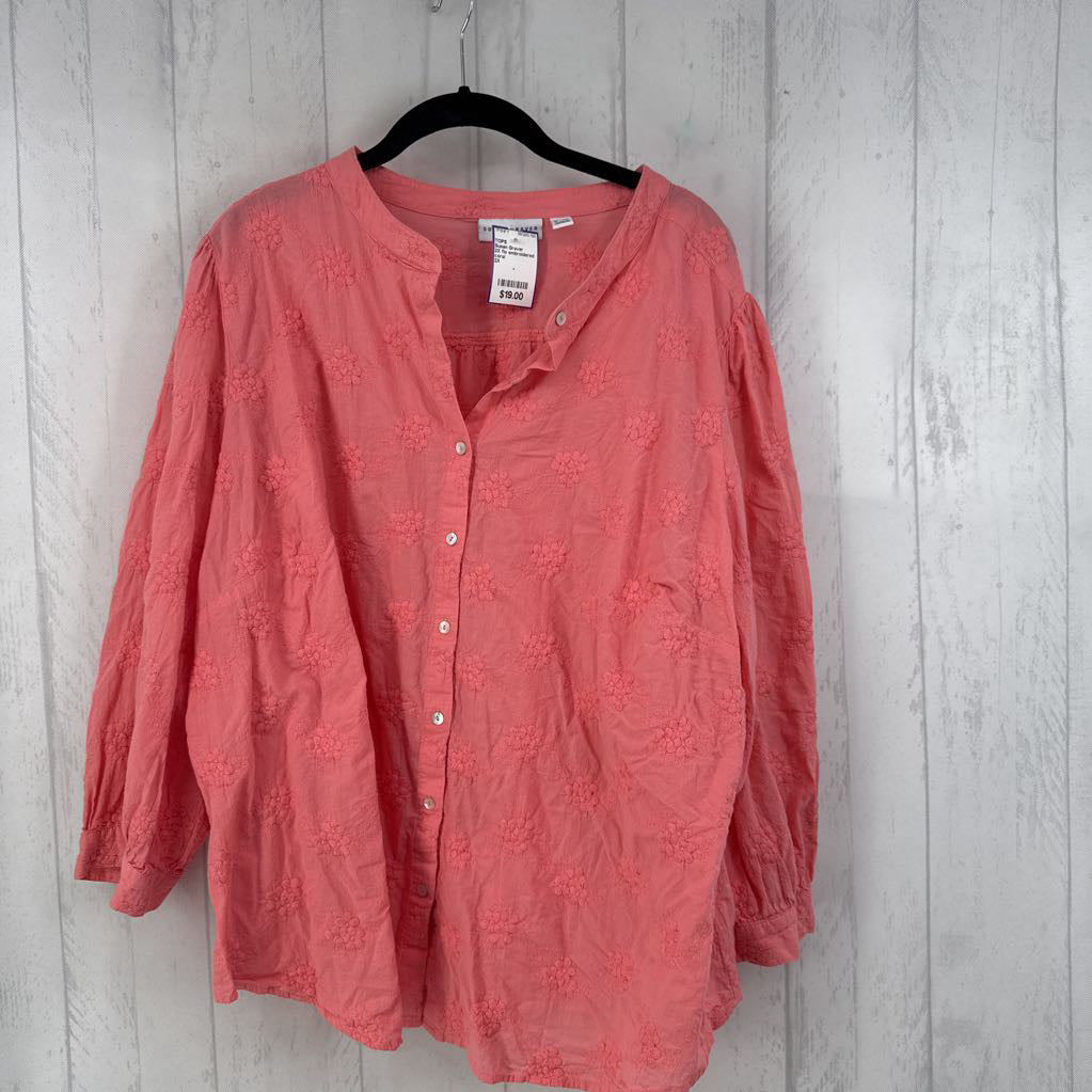2X flo embroidered button down 3/4 slv top