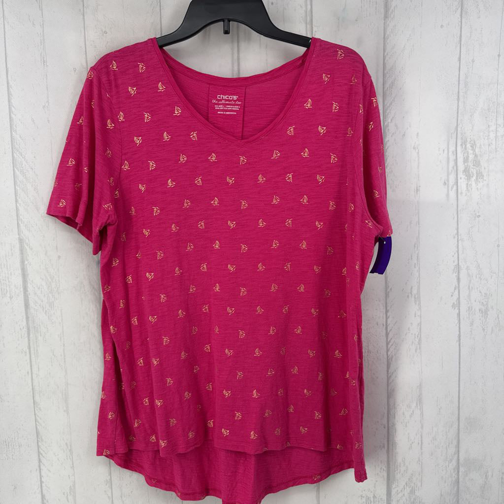 L sailboat print v-neck s/s tee