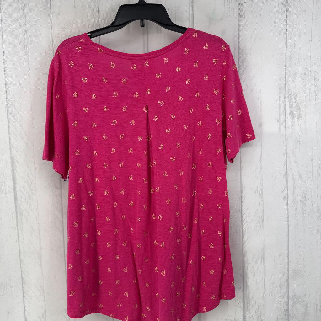L sailboat print v-neck s/s tee
